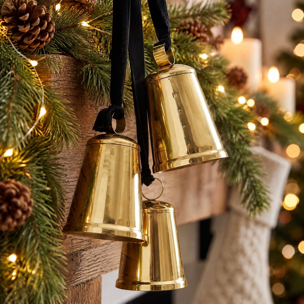 Metal Trio Bells Hanging Christmas Decoration, Gold, 22", by Holiday Time