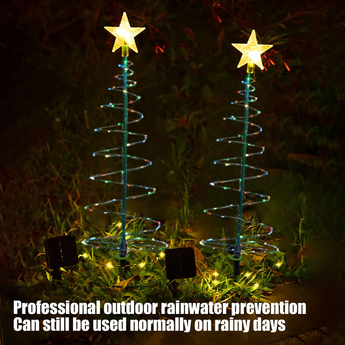 AuroraX Christmas Tree Christmas Decorations DIY 8 Lighting Modes Solar Waterproof Lighted Holiday Yard Stakes Indoor Outdoor Lights Patio Christmas Decorations