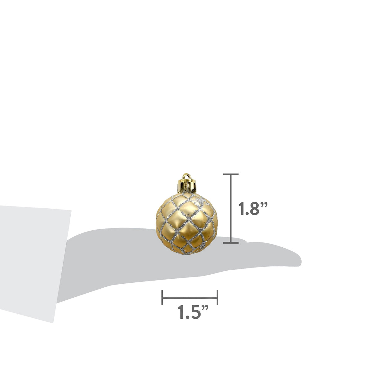 12-Count Gold/Silver/White Ball Mini Christmas Ornaments, 1.8", by Holiday Time
