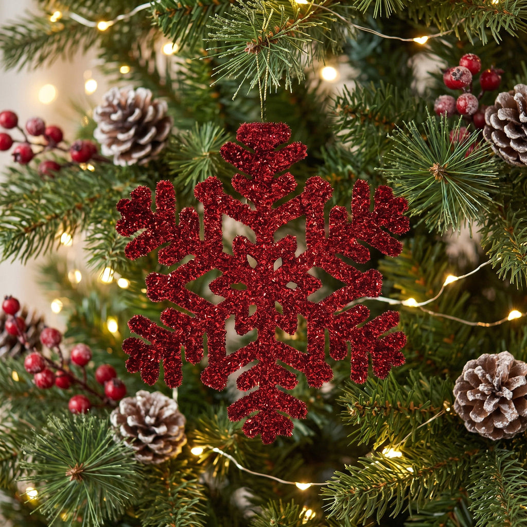 Red Jumbo Tinsel Snowflake Christmas Ornament, 14", by Holiday Time