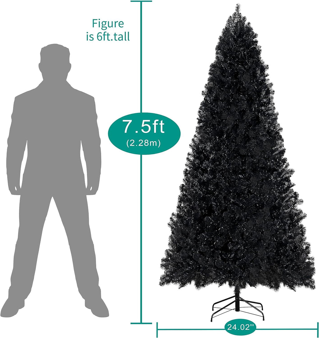Naomi Home 7.5ft Gold Christmas Tree with Lights, Unique Colored Christmas Tree Prelit with 1412 Branch Tips, 600 Warm Lights and Metal Stand, Aritificial Christmas Tree