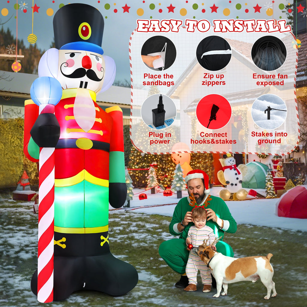 Yexmas 8FT Christmas Inflatable Nutcracker Soldier Blow Up Yard Decor with LED Light for Outdoor Christmas Party ,Garden and Lawn