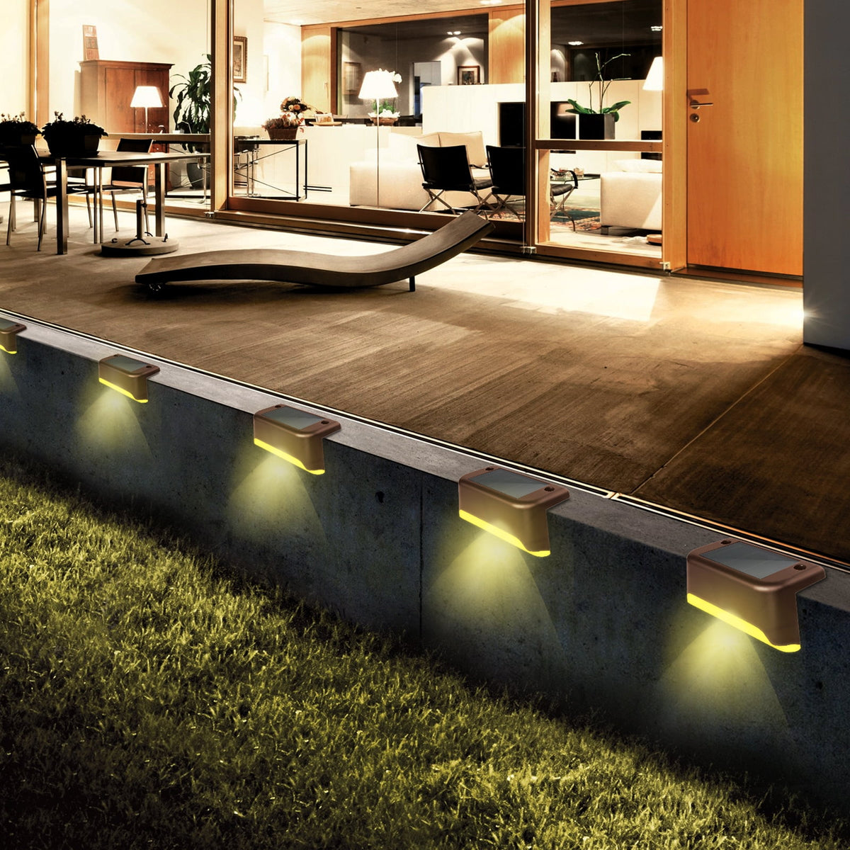 16 Pack Outdoor Solar Deck Lights, Waterproof Solar Step Lights, LED Solar Lights for Outdoor Stairs Fence Yard Patio Railing Garden Pathway Christmas Decoration Lights(Brown-Warm White)