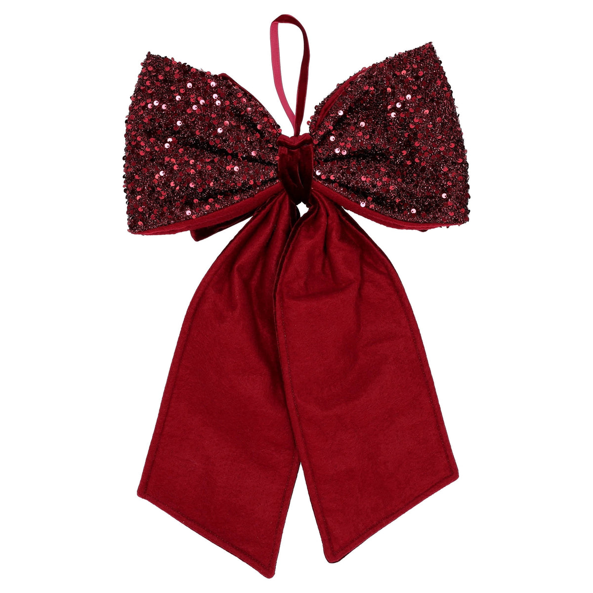 Red Velvet and Sequin Decorative Christmas Bow, 21", by Holiday Time