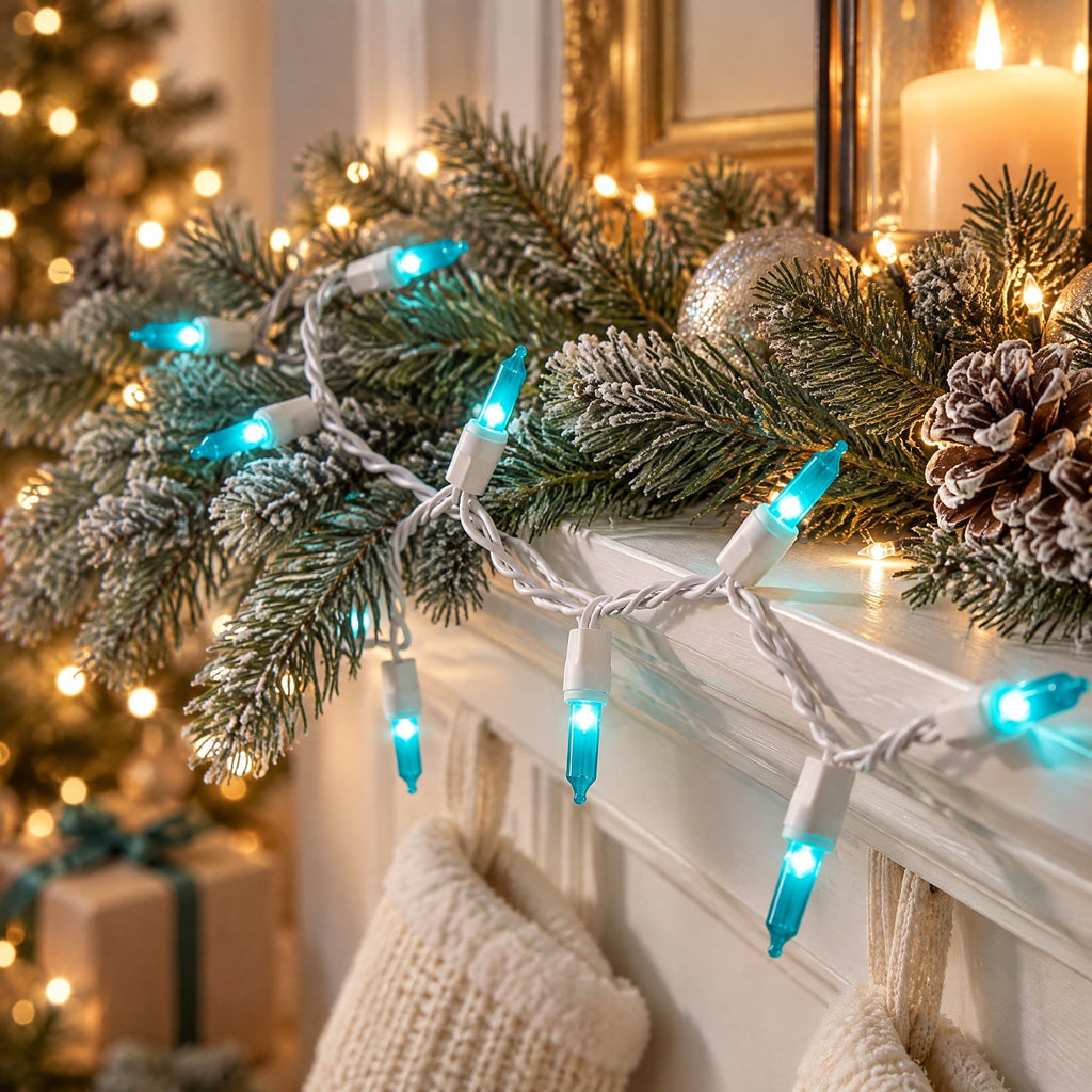 Indoor/Outdoor 100-Count LED Mini Christmas String Lights, Warm White, White Wire, 19.5', by Holiday Time