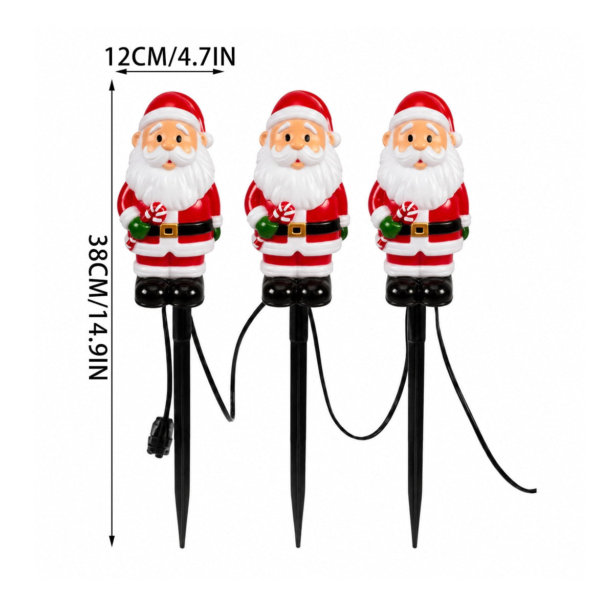 Outdoor Christmas Stake Light, Santa Claus Pathway Light, Ground Stake Light Design, Outdoor Decor for Yard Garden Walkway and Holiday Display, 14.96 x 13.39 x 4.72 in, Multicolor