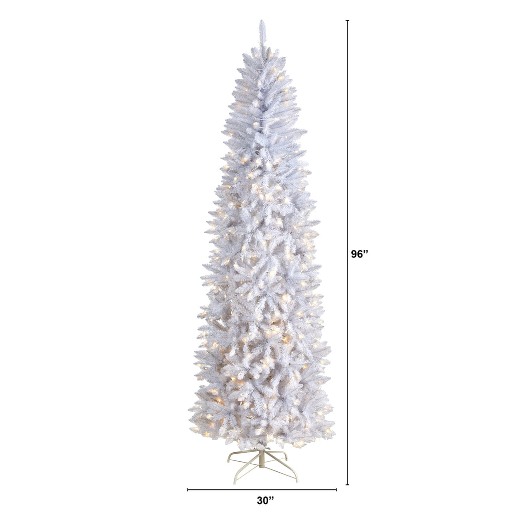 Nearly Natural 3' White Slim Artificial Christmas Tree Prelit 50 Warm White LED Lights