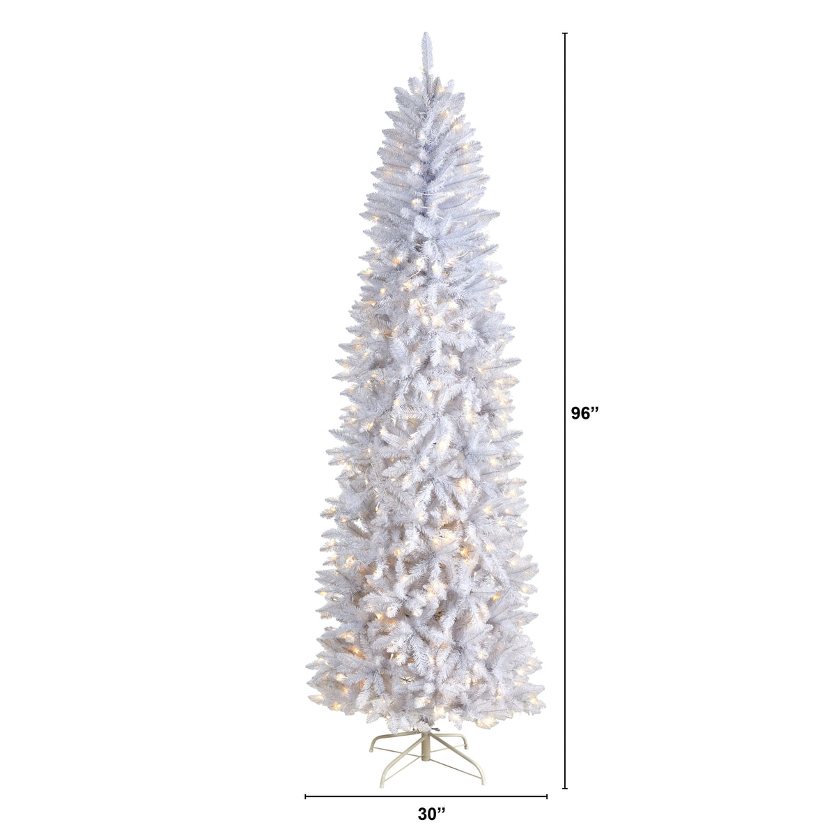 Nearly Natural 3' White Slim Artificial Christmas Tree Prelit 50 Warm White LED Lights