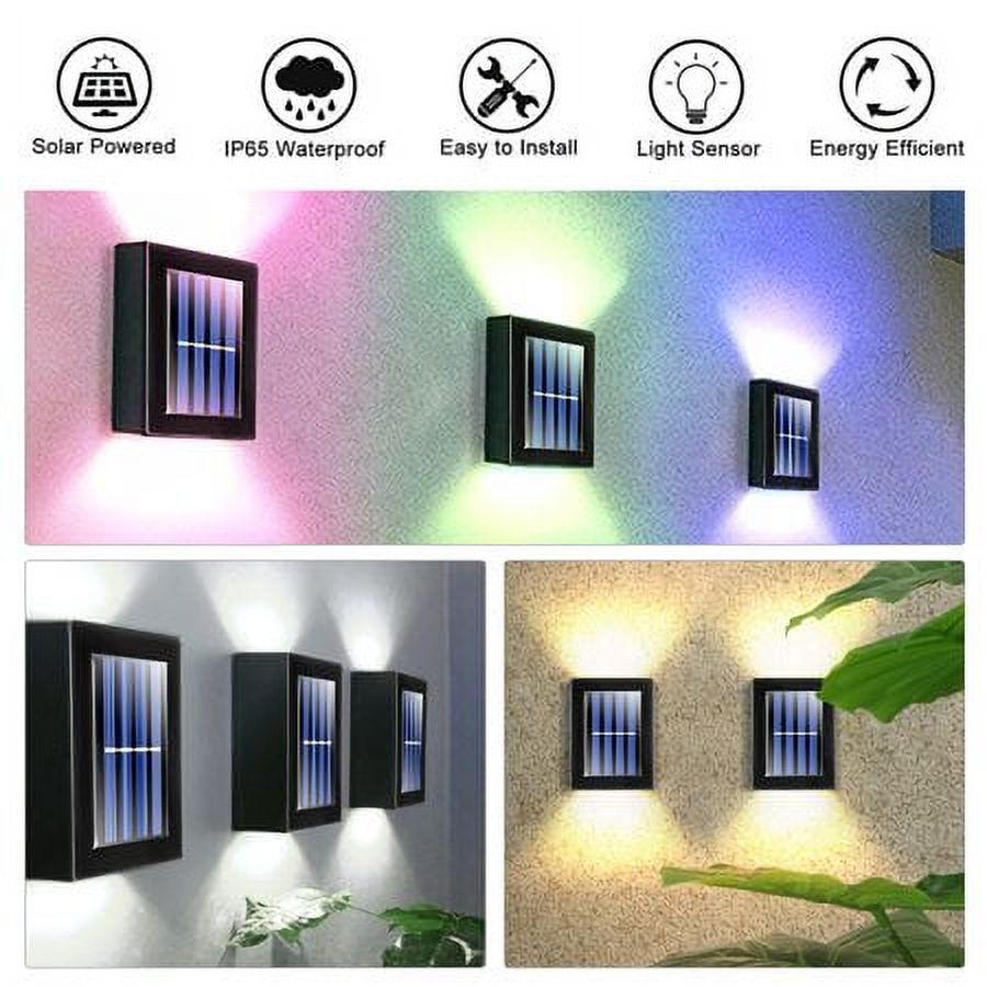 GRNSHTS Outdoor Solar 2 LED Deck Lights Path Garden Patio Pathway Stairs Step Fence Lamp (Colorful Light ,2PCS)