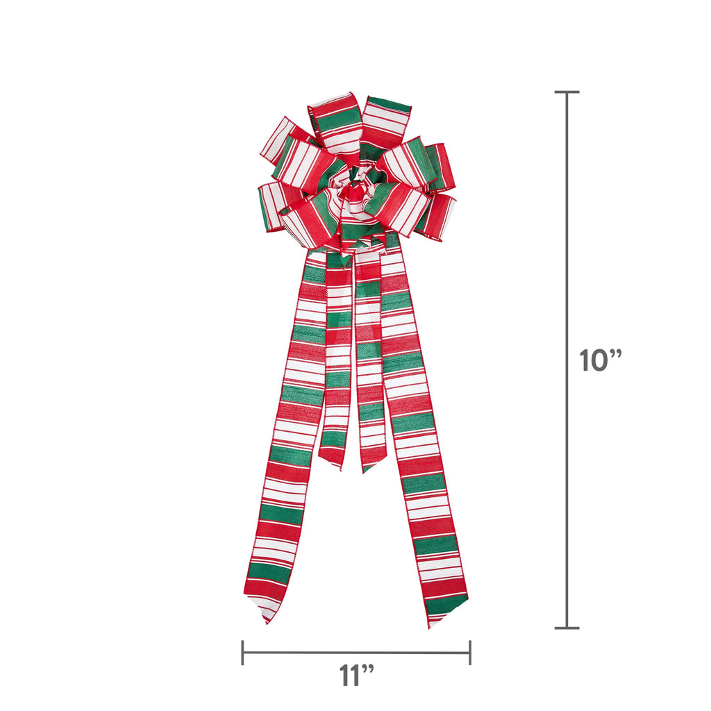 Red/Green/White Striped Decorative Christmas Bow, 30", by Holiday Time