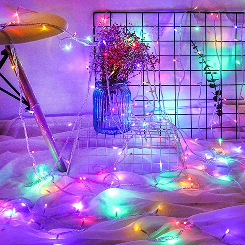 33ft 100 LED Christmas String Lights, 8 Modes Twinkle Fairy Lights Main Plug in, Waterproof Connectable Decorative Light for Wedding Party Christmas Tree Halloween, Blue