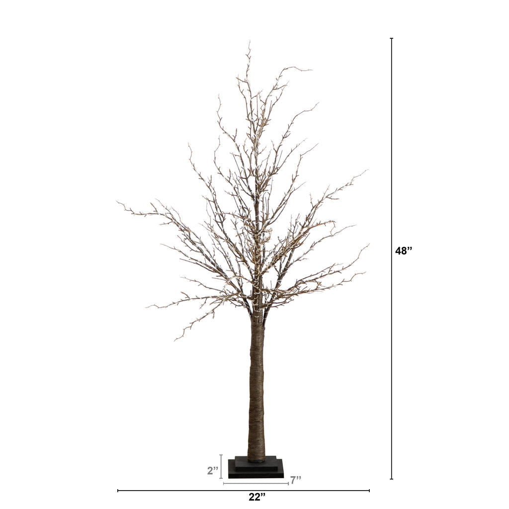 Nearly Natural Pre-Lit Brown Twig Artificial Christmas Tree - 4' - Warm White LED Lights