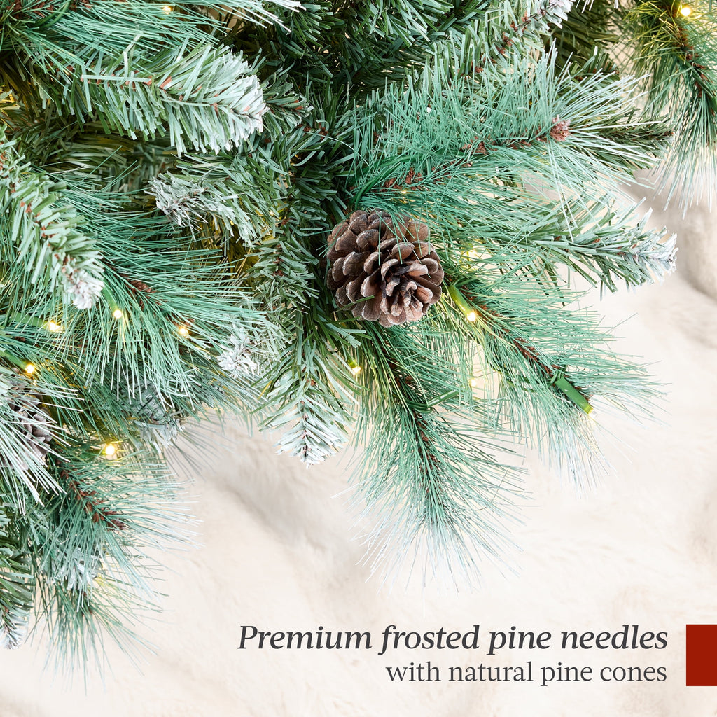 Best Choice Products 6ft Pre-Lit Frosted Scotch Pine Christmas Tree w/ 946 Branch Tips, 250 2-in-1 LED Lights