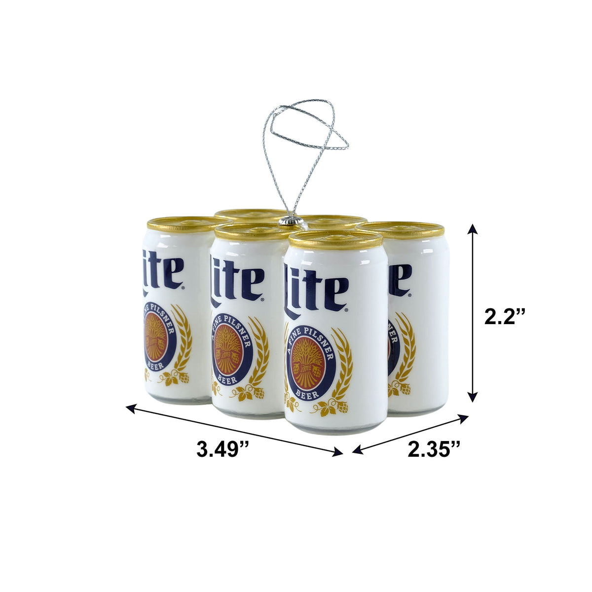 Miller Lite 6‑Pack Can Christmas Ornament – Hanging Metal Decoration