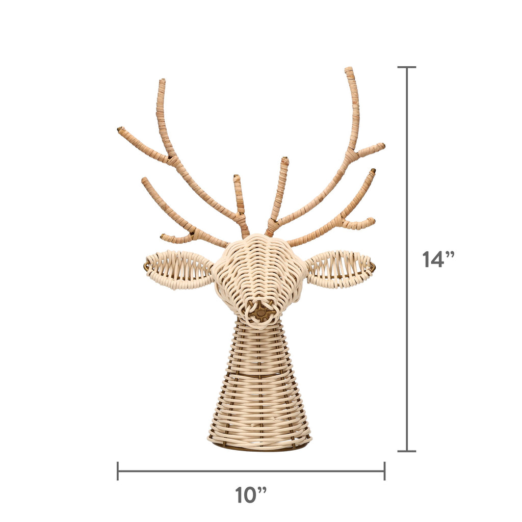 Rattan and Metal Woven Reindeer Christmas Decoration, Brown, 14", by Holiday Time