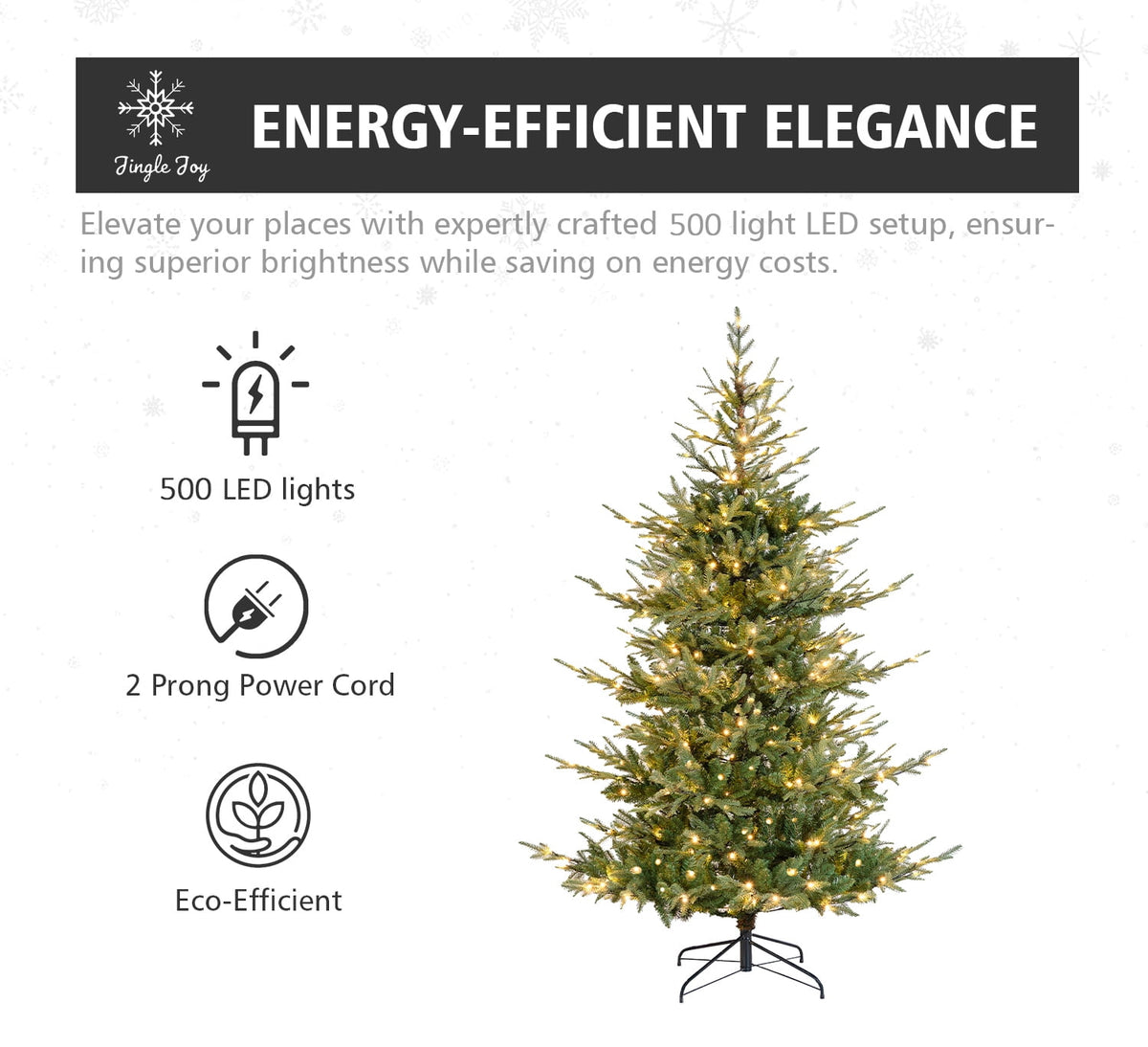 Jingle Joy Blue Ridge Premium Pine Christmas Tree LED Prelit 8 Light Functions, Full Coverage with Dense Branches, Metal Base (9 ft)
