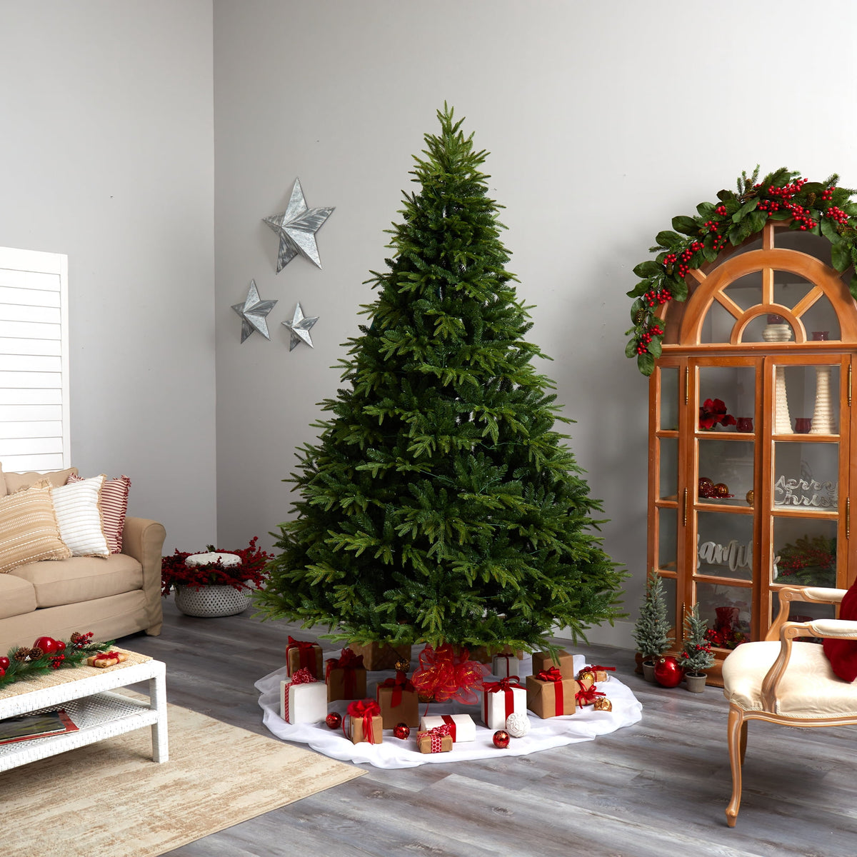 Nearly Natural 8ft Colorado Mountain Fir Natural Look Christmas Tree w/ 700 LED
