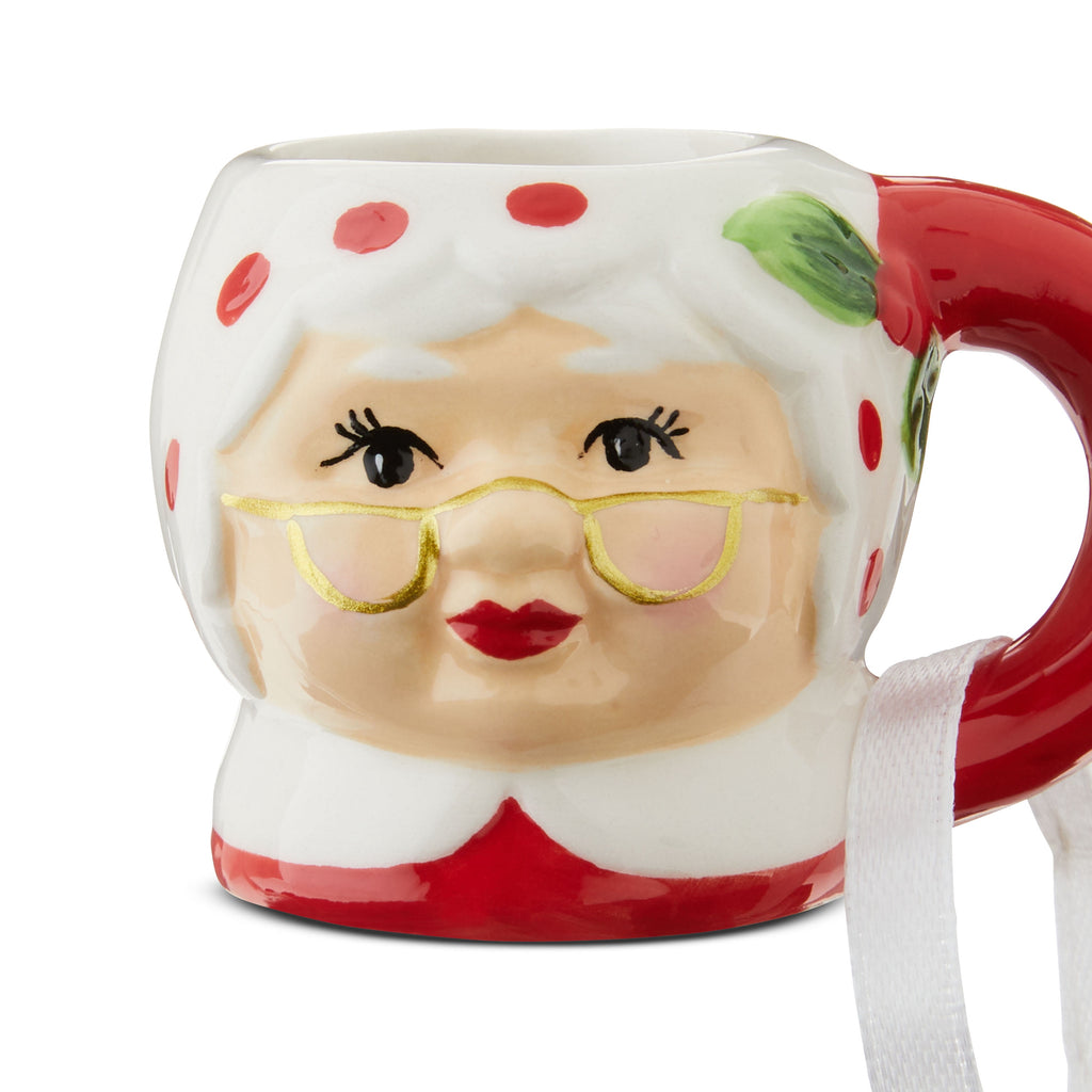 Mr. Christmas Mini Mug Ornament Mrs. Claus 1.5", Red