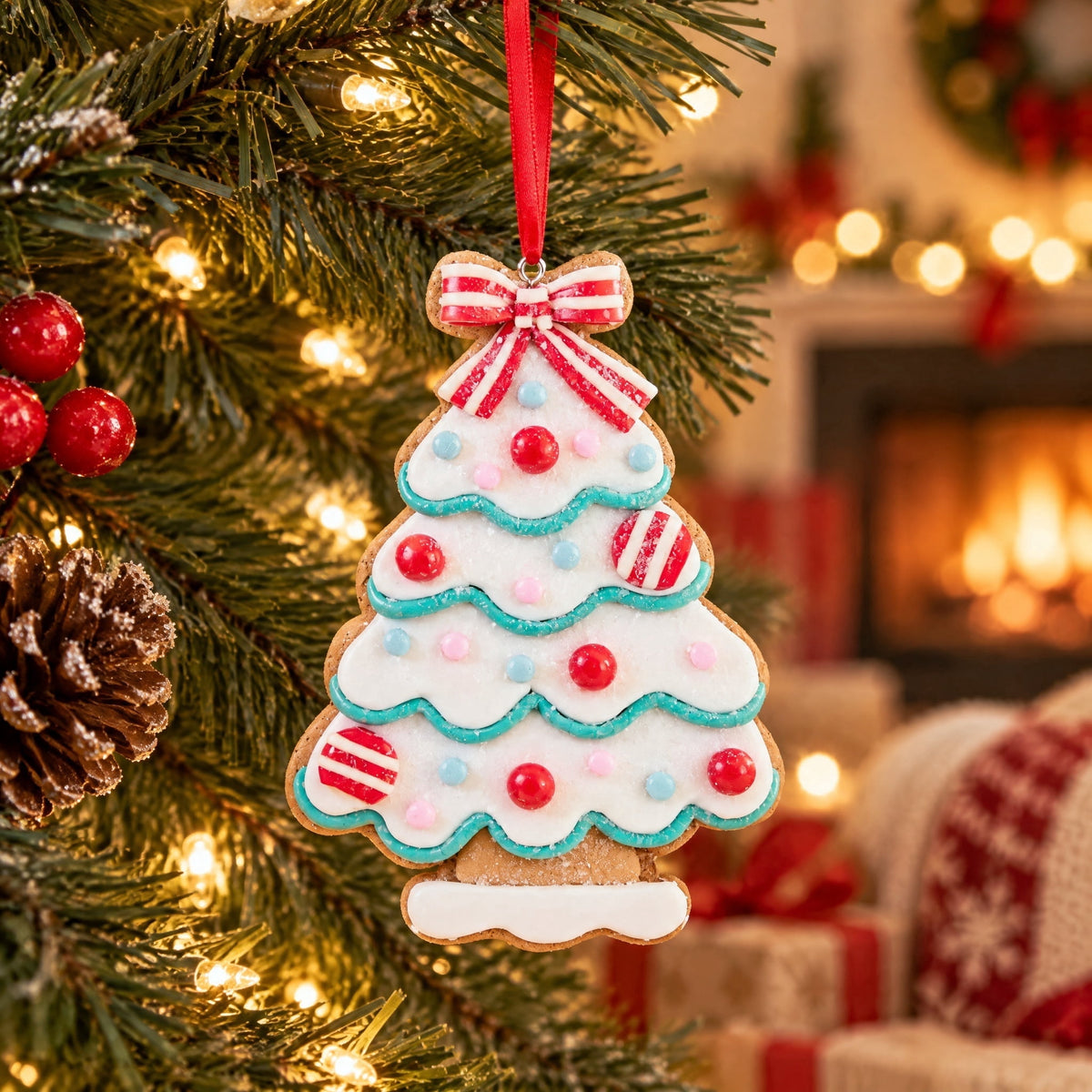 Multicolor Clay Dough Christmas Tree Ornament, 5", by Holiday Time