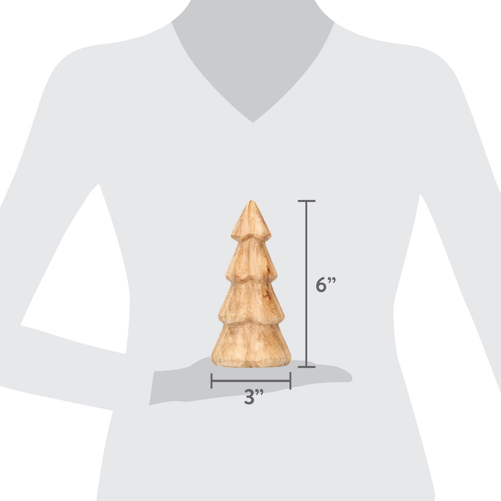 Wood Tree Christmas Decoration, Natural, 6", by Holiday Time