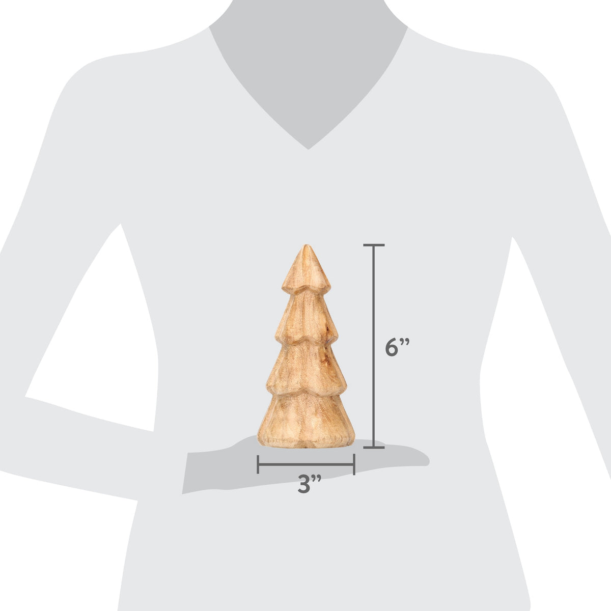 Wood Tree Christmas Decoration, Natural, 6", by Holiday Time