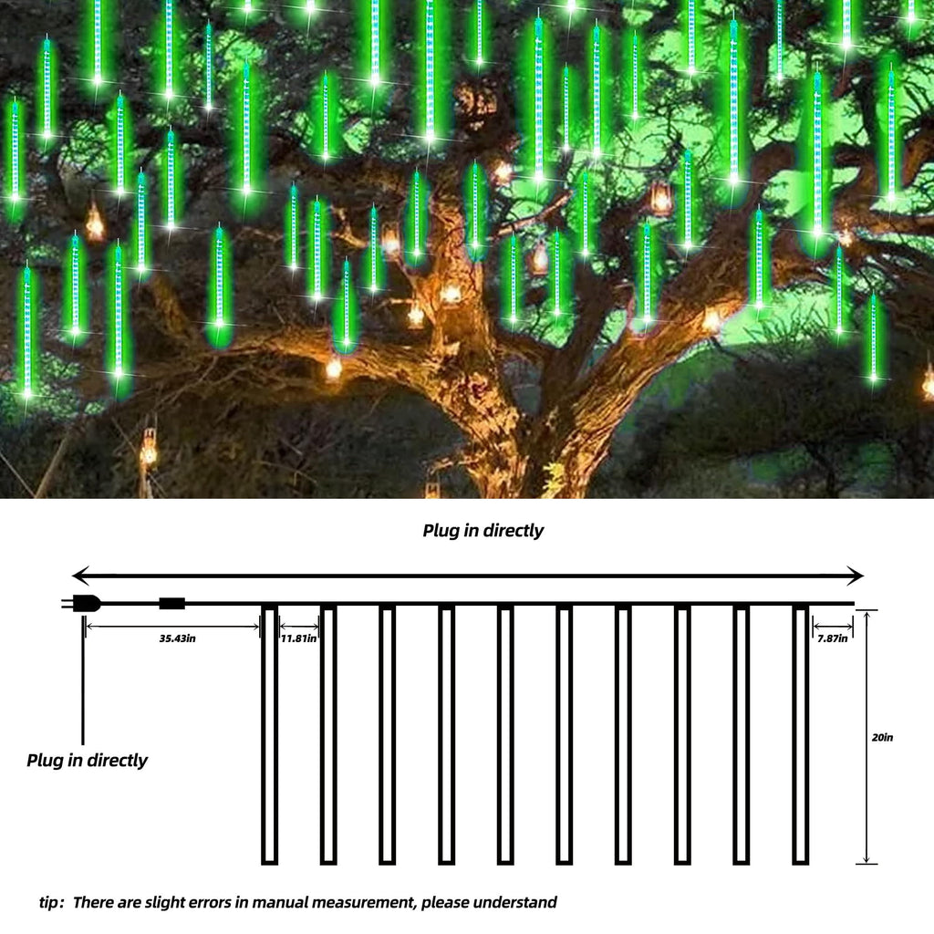 DAYBETTER Multi-Color Meteor Shower Lights Outdoor, Christmas&nbsp;Sting Lights 20in 10 Tube Waterproof Connectable Falling Rain Lights for Garden&nbsp;Yard&nbsp;Halloween Christmas Decoration