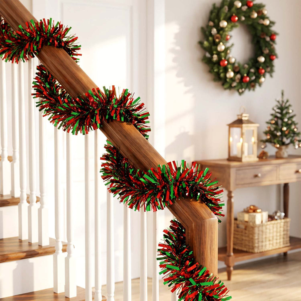 Ayieyill 33ft Tinsel Garland Hanging Christmas Tree Garland for Christmas Tree Decorations Indoor, Iridescent
