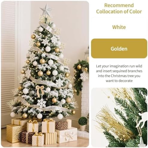 16 Piece Artificial Glitter Berry Stems 17 Inch Gold Christmas Tree Picks
