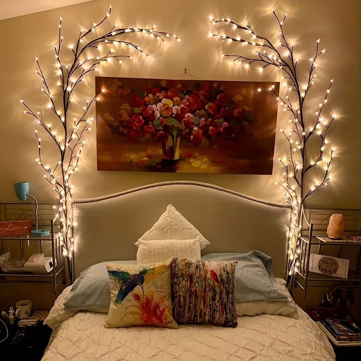 96 LED Indoor Wall Tree Lights Willow Vine Light Artificial Plants Tree Branches Lights 8 Modes 6 FT Flexible Enchanted Christmas Decoration (Warm White)