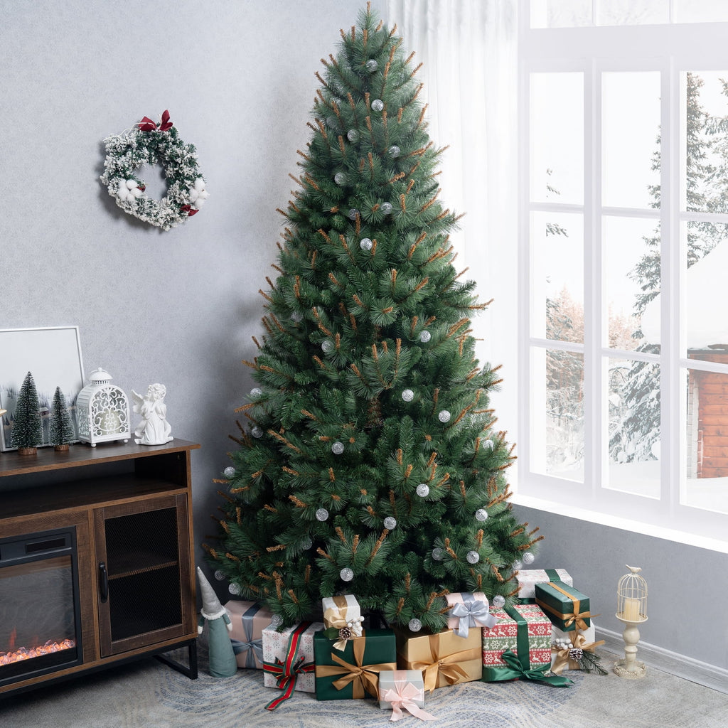 Naomi Home 6.5ft Selena Green Prelit Christmas Tree With 300 Globe Bulb Lights, 857 Branch Tips, 43in Wide, Metal Stand