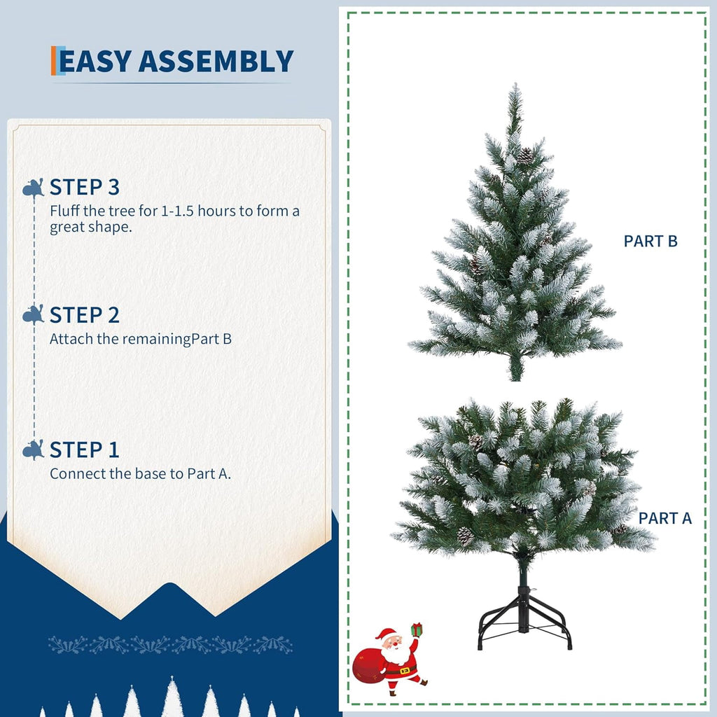 9FT Premium Spruce Artificial Christmas Tree, Pre-Lit with Realistic Hinged Branches, Heavy-Duty Foldable Metal Stand for Home, Office & Large Space Holiday Display