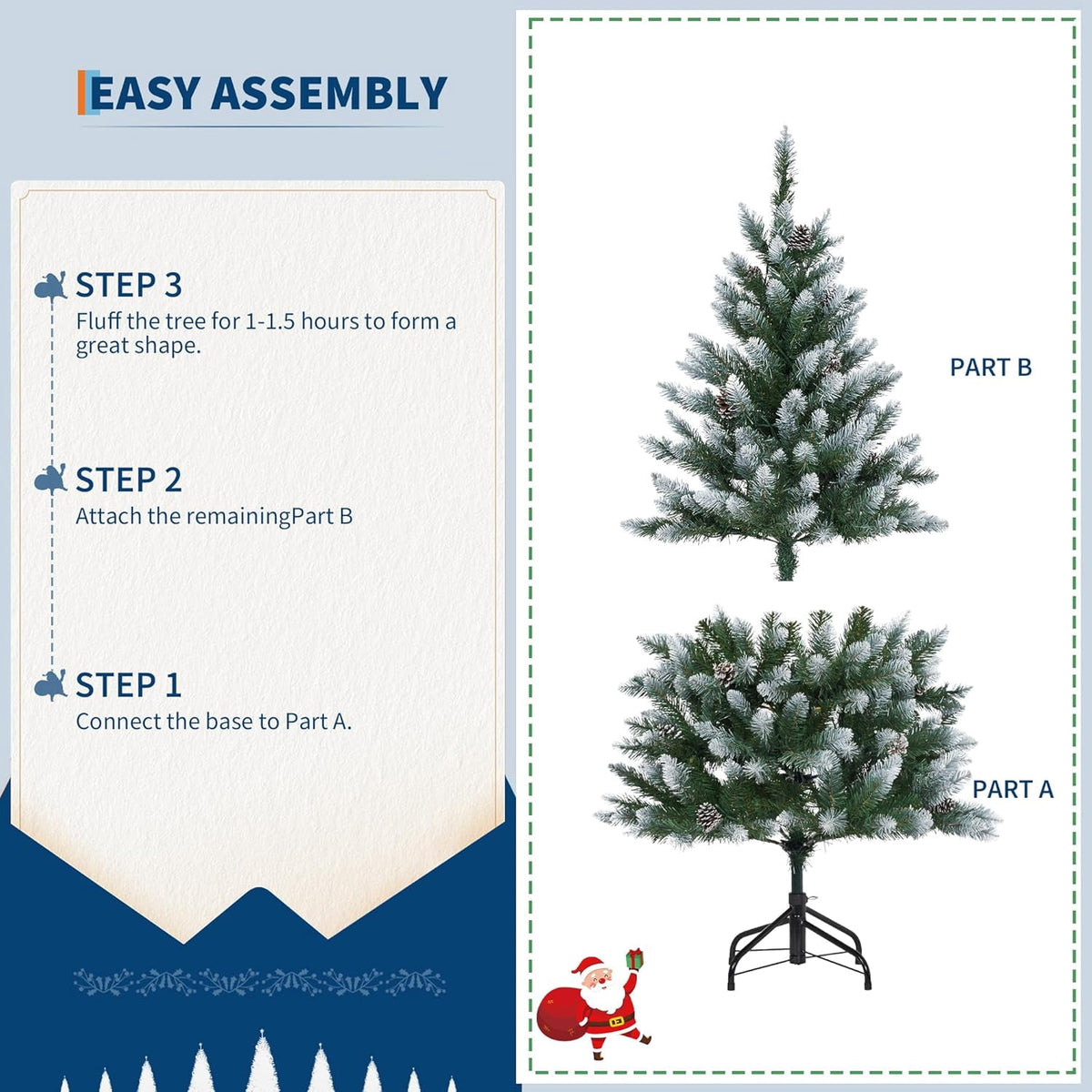 9FT Premium Spruce Artificial Christmas Tree, Pre-Lit with Realistic Hinged Branches, Heavy-Duty Foldable Metal Stand for Home, Office & Large Space Holiday Display