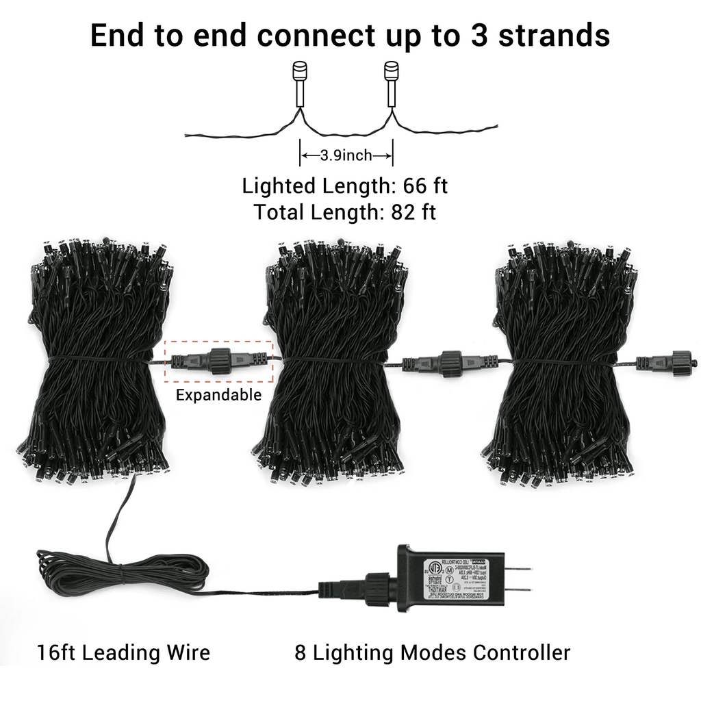 Toodour Orange & Purple Halloween Lights, 82ft 200 LED Plug in Halloween String Lights with 8 Modes, Memory & Timer Function, Connectable Halloween Outdoor Lights for Home, Garden, Halloween Decor