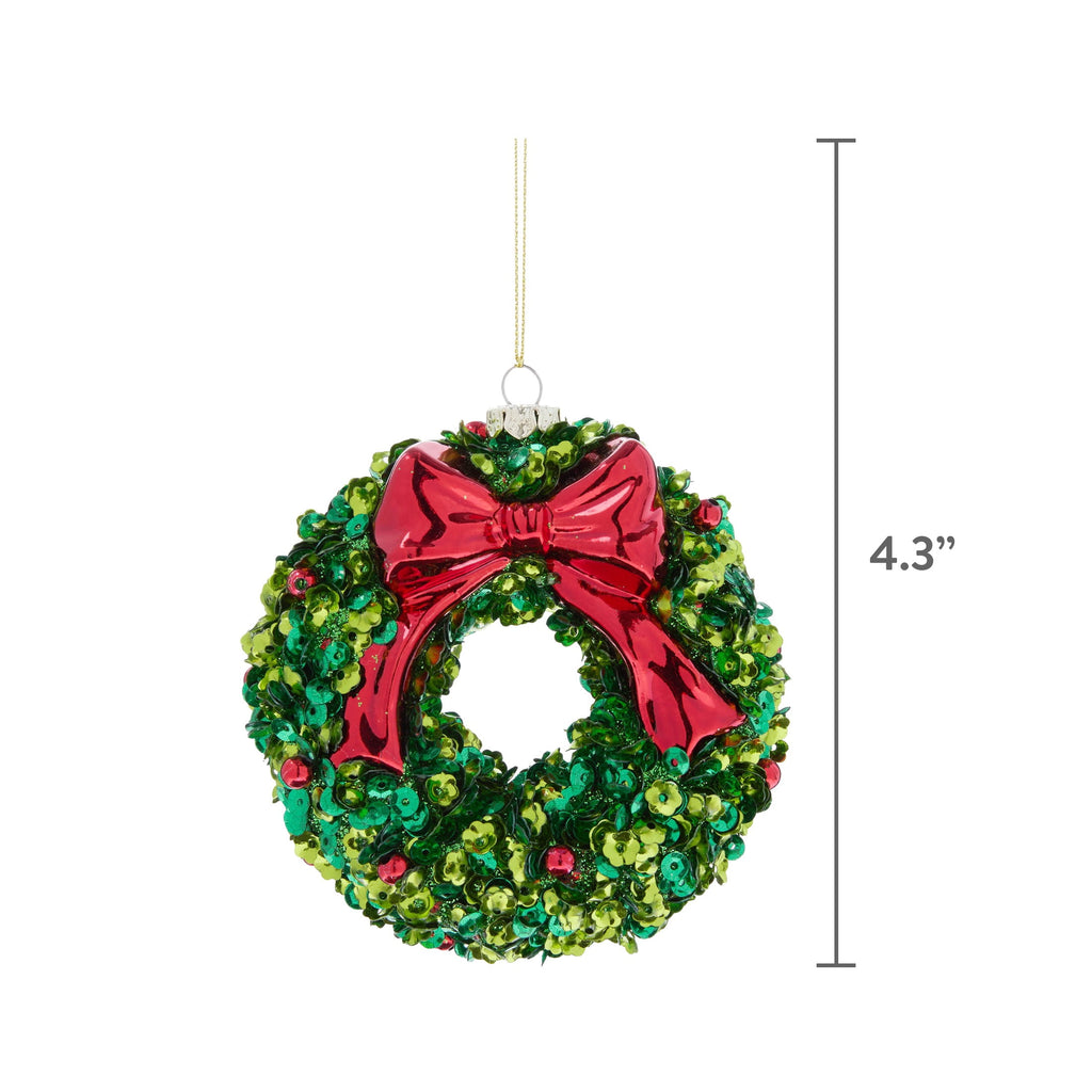 Green Sequin Wreath Christmas Ornament, 4.3", by Holiday Time