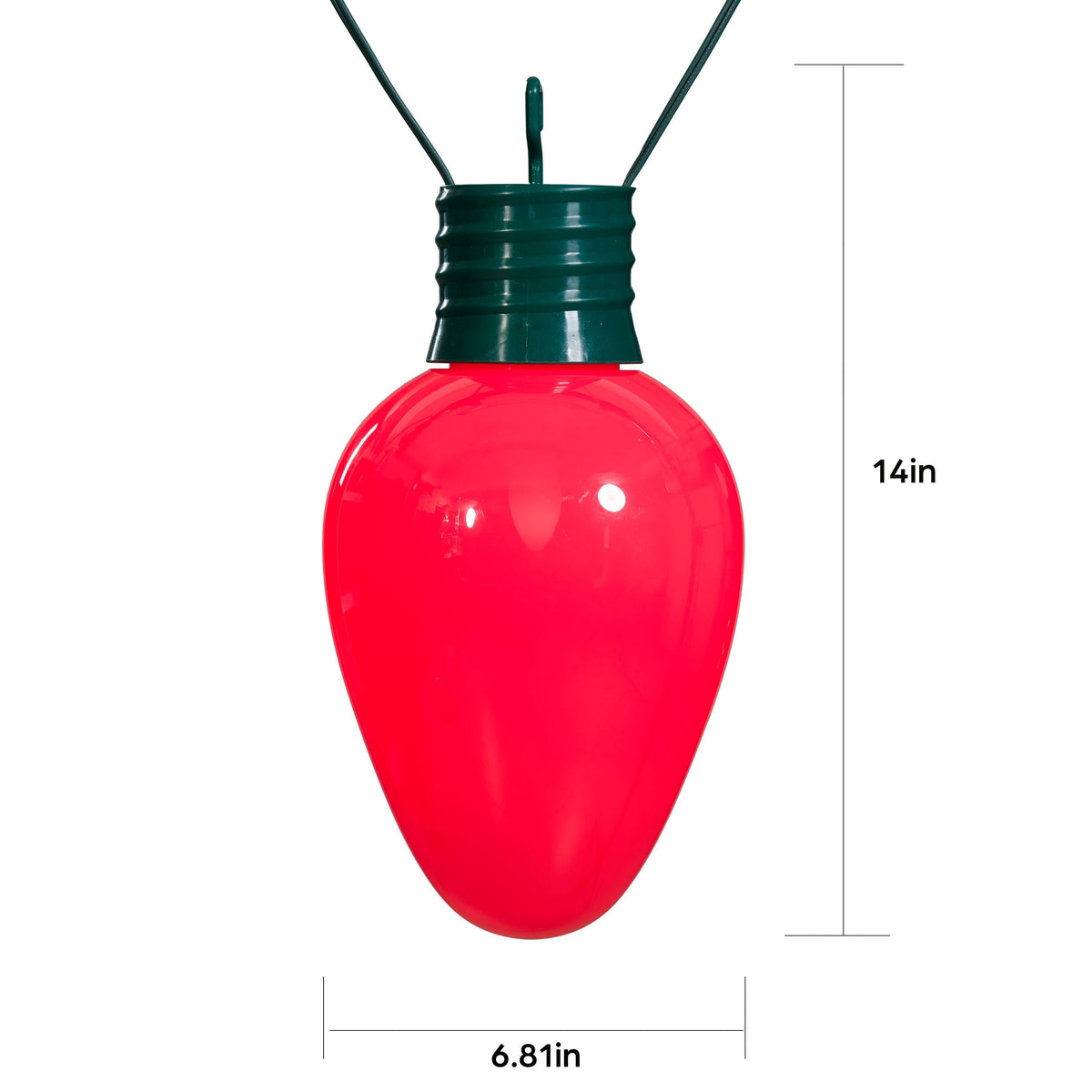 Indoor/Outdoor LED Giant Hanging C9 Bulb Christmas Light, Ceramic Green, 14", by Holiday Time