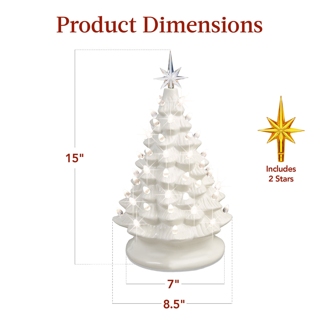 Best Choice Products 15in Ceramic Christmas Tree, Pre-lit Hand-Painted Tabletop Holiday Tree, Gingerbread Red/White/Grn