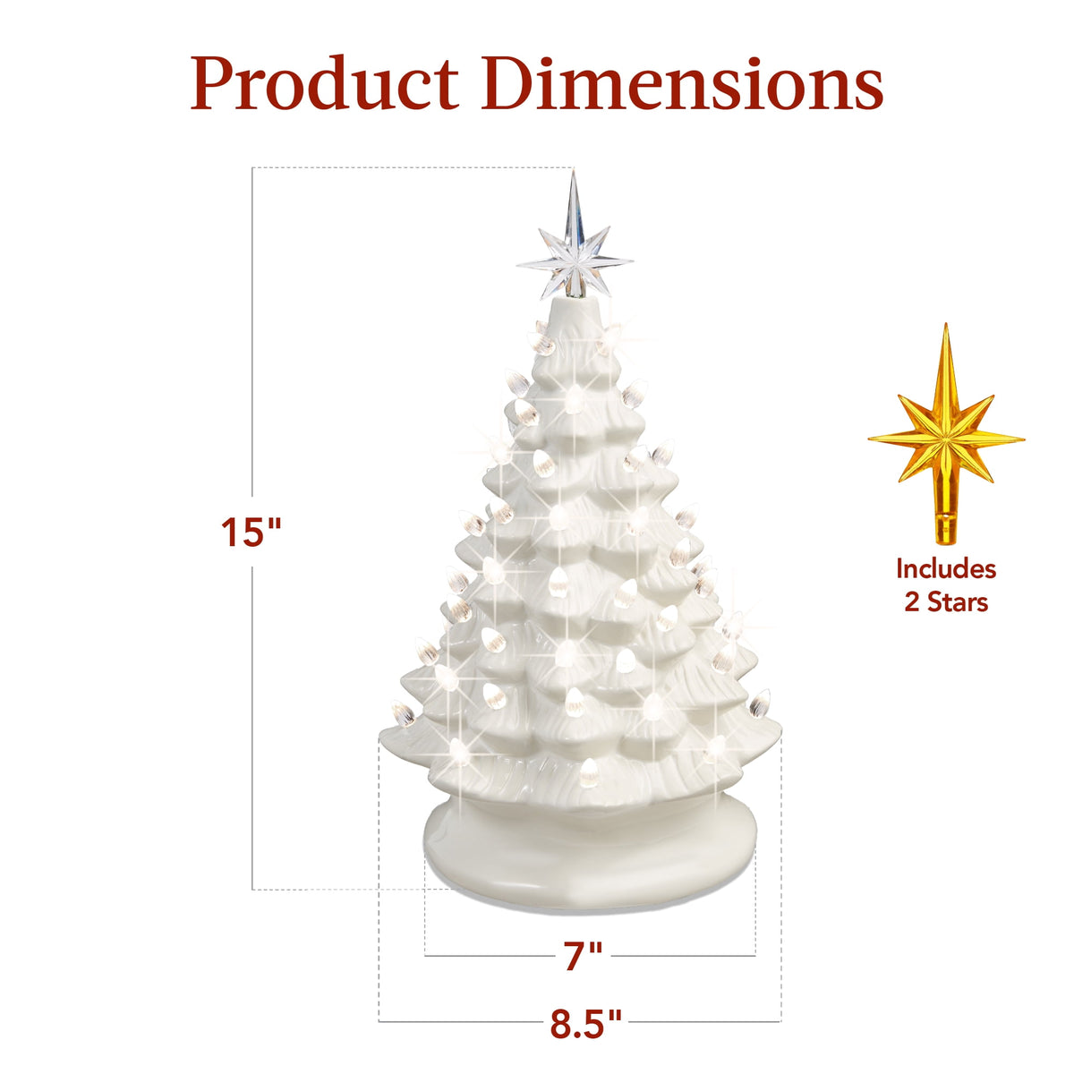 Best Choice Products 15in Ceramic Christmas Tree, Pre-lit Hand-Painted Tabletop Holiday Tree, Gingerbread Red/White/Grn