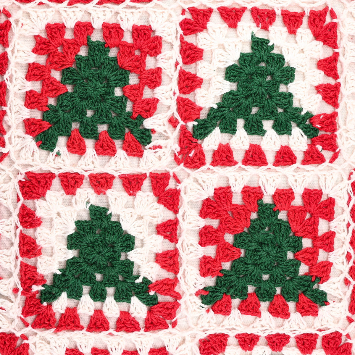 Granny Square Decorative Christmas Pillow, Red/White/Green, 14" x 14", by Holiday Time
