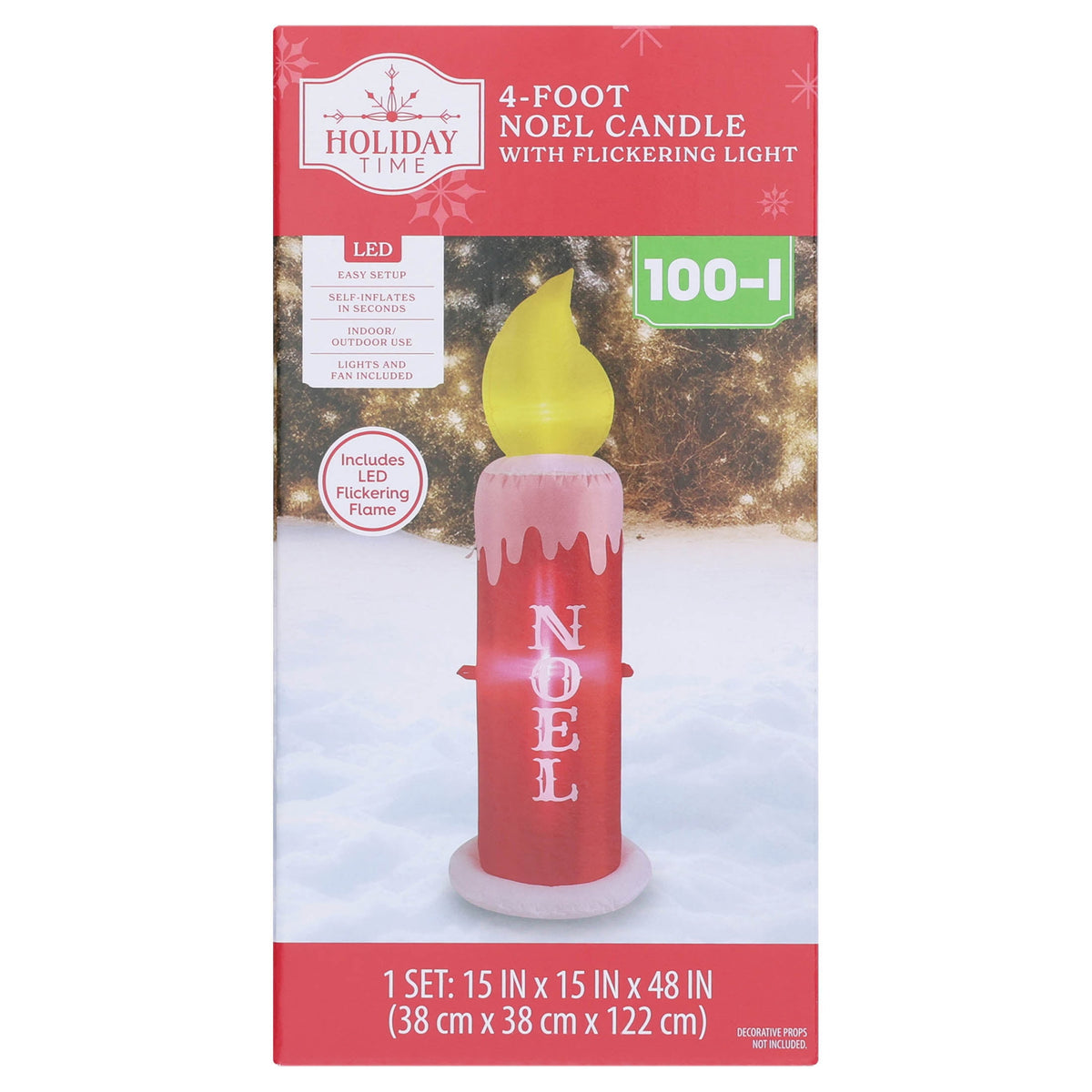 Red/White/Yellow Noel Candle with Flickering Light Christmas Airblown Yard Inflatable, 4', by Holiday Time