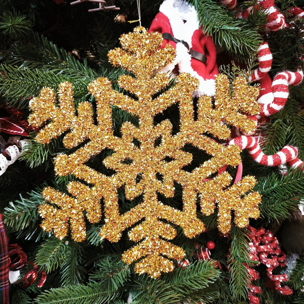 Gold Jumbo Tinsel Snowflake Christmas Ornament, 14", by Holiday Time
