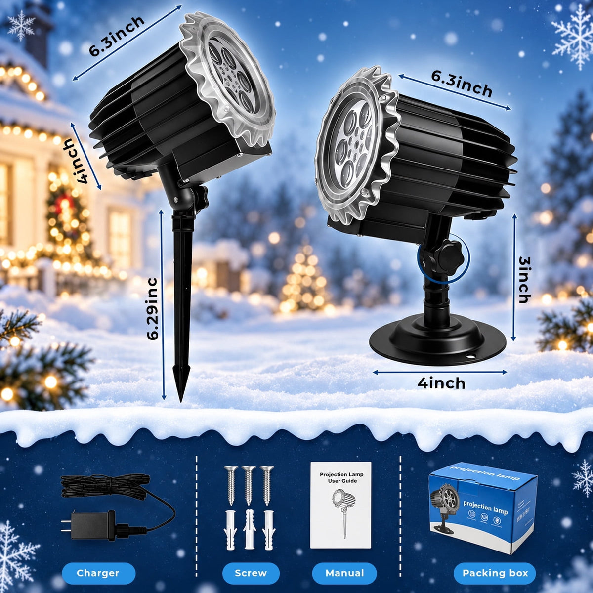 Morfone Christmas Projector Lights Outdoor, 3D Dynamic Waterproof Holiday Projector Lights for Yard Wall Indoor Outdoor Christmas Decorations