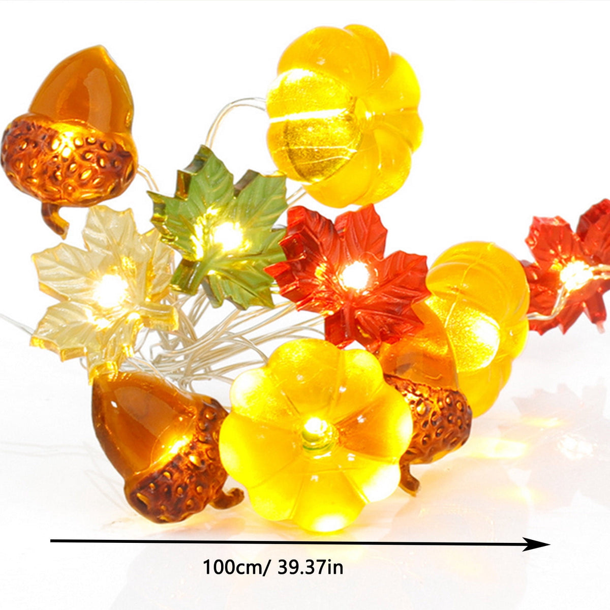Thanksgiving Decoration Acorn 3D Pumpkin Maple Leaf String Lights Battery Operated 6.5ft 10 LEDs Orange Fall Lights for Home Autumn Garland Harvest Halloween Party Christmas Decor
