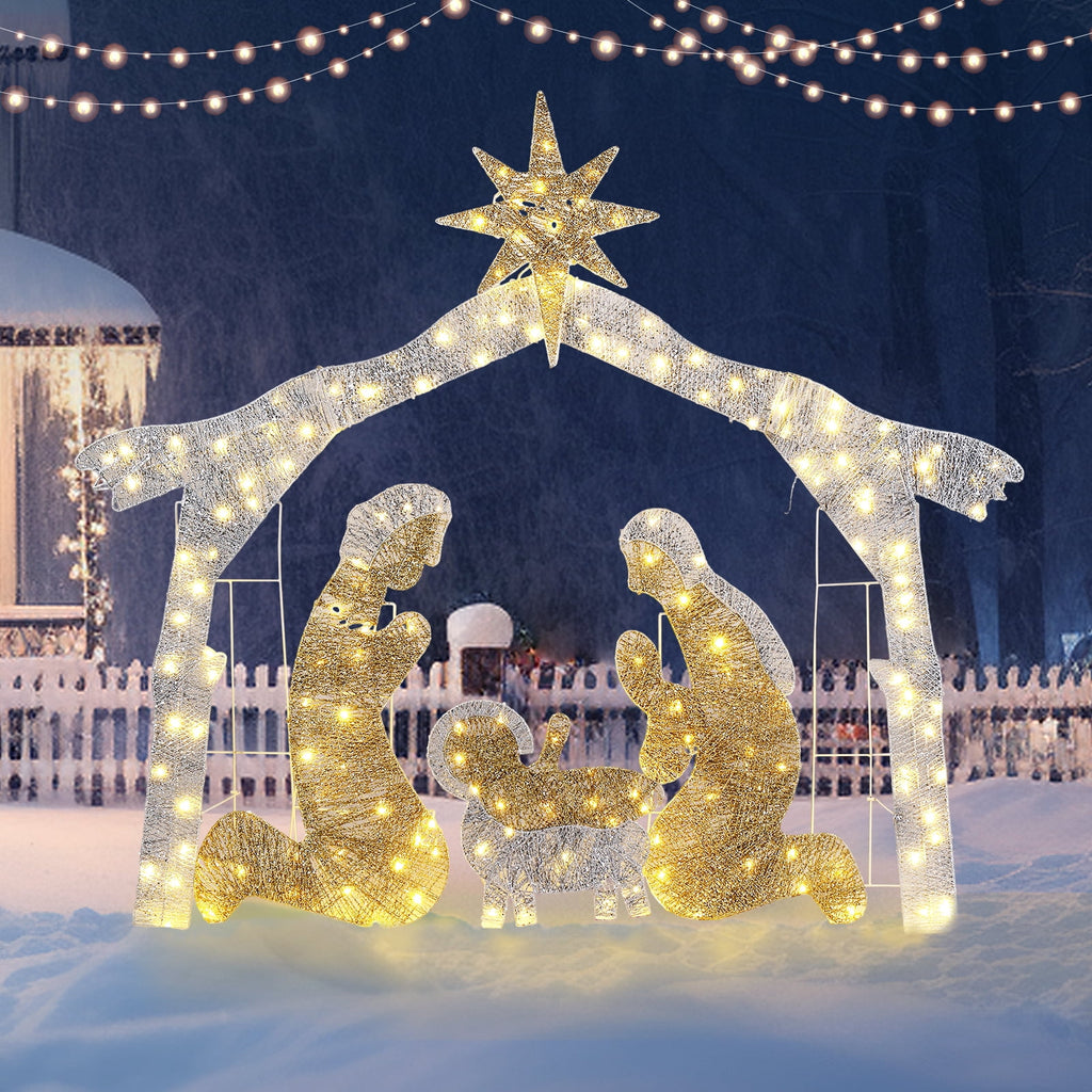 Ktaxon 6ft Christmas Lighted Nativity Scene Holy Family Christmas Outdoor Decor,with 190LED Lights