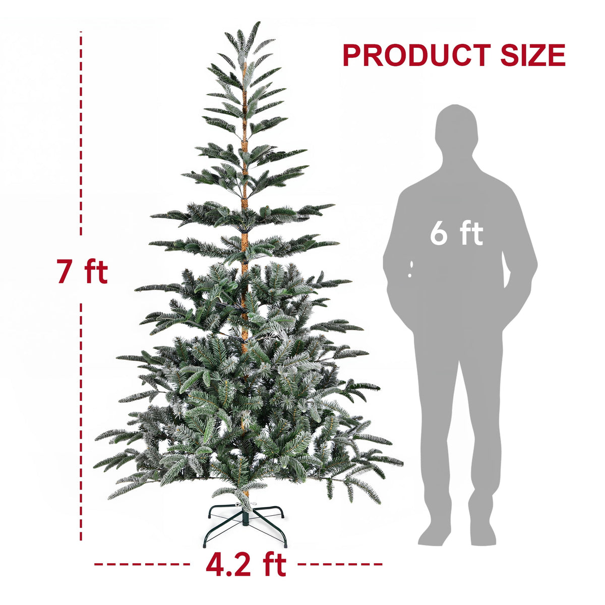 Fenbeli 6ft Artificial Christmas Tree with Metal Base, Indoor Outdoor Green