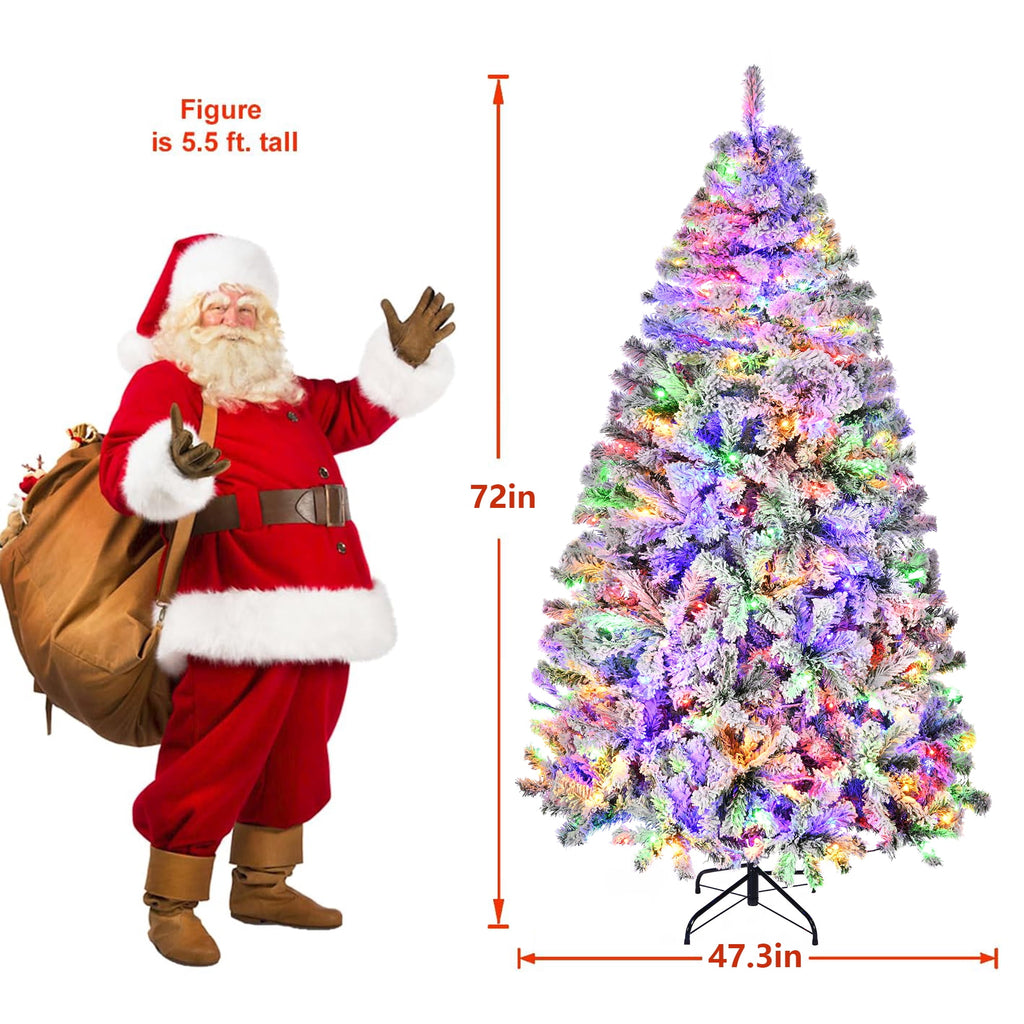 Fenbeli 6ft Artificial Christmas Tree with Metal Base, Indoor Outdoor Green