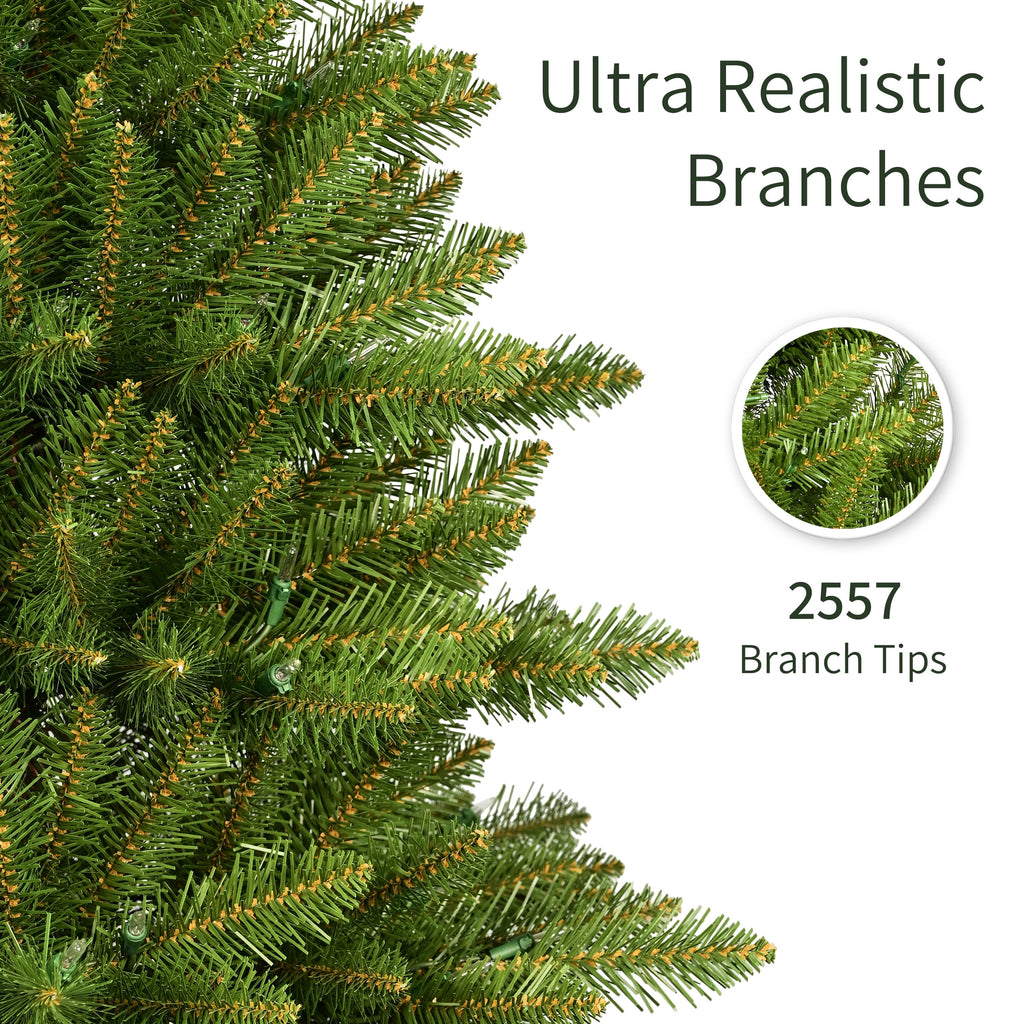 Puleo International Pre-Lit 12 ft Slim Fraser Fir Artificial Christmas Tree with 1,200 Clear Lights