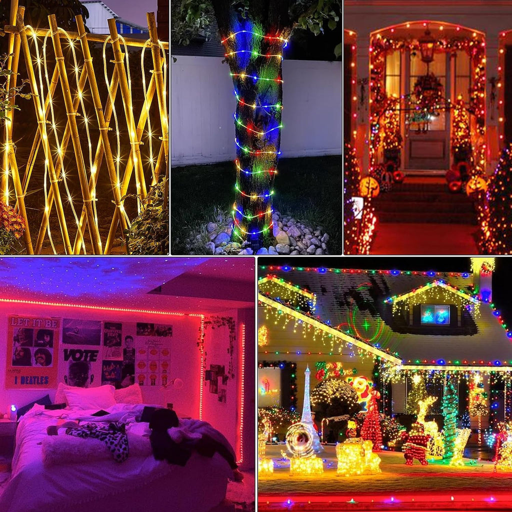 GHODEC Rope Lights Outdoor,33ft 100LED Christmas Lights Outdoor Decor,16 Colors Changing Twinkle Fairy Lights Plug in with Remote & USB for Outdoor Indoor Patio Garden Halloween Holiday Decor