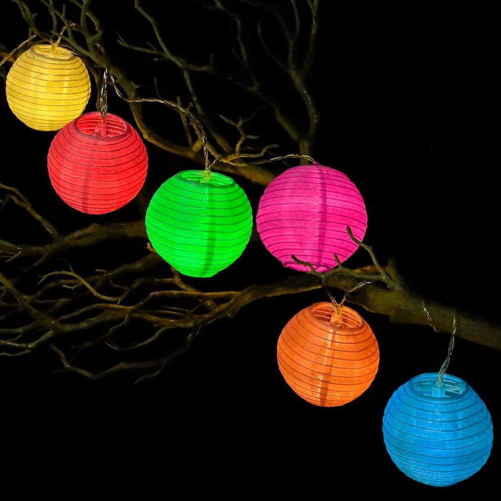 String Lights Lanterns with Lights, 20 White Lanterns, Lantern String Lights Bedroom, Solar String Lights Outdoor Waterproof,Outdoor Waterproof Lantern Weddings Parties Decorations(16 ft 20 LED)