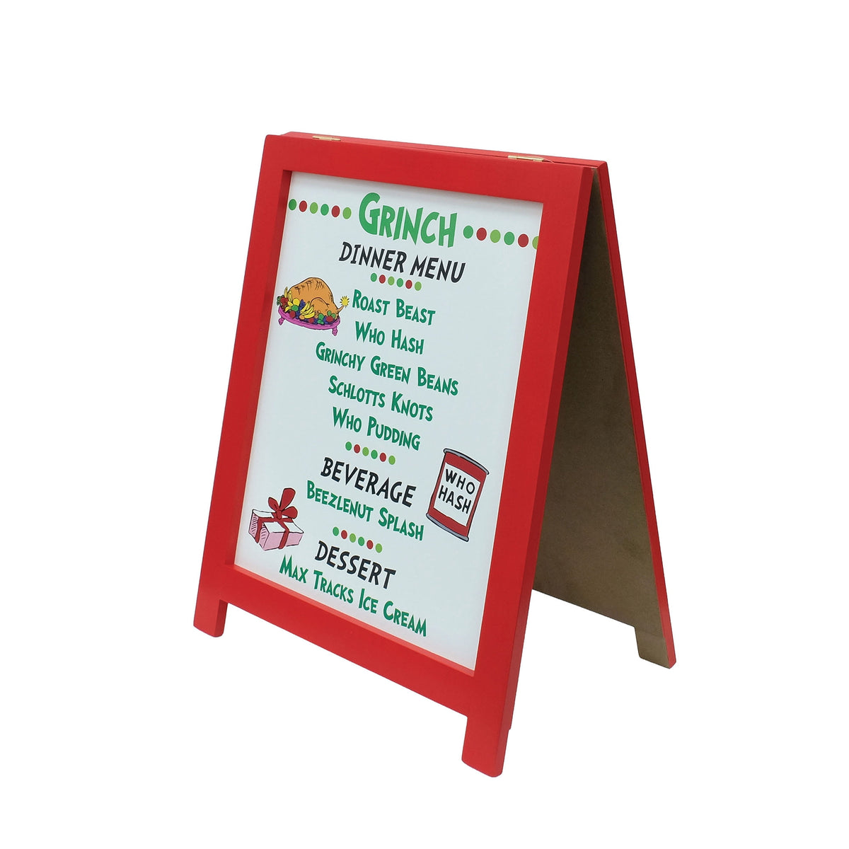 Dr. Seuss The Grinch MDF Bistro Sign – Double‑Sided Christmas Sign, 20 Inch