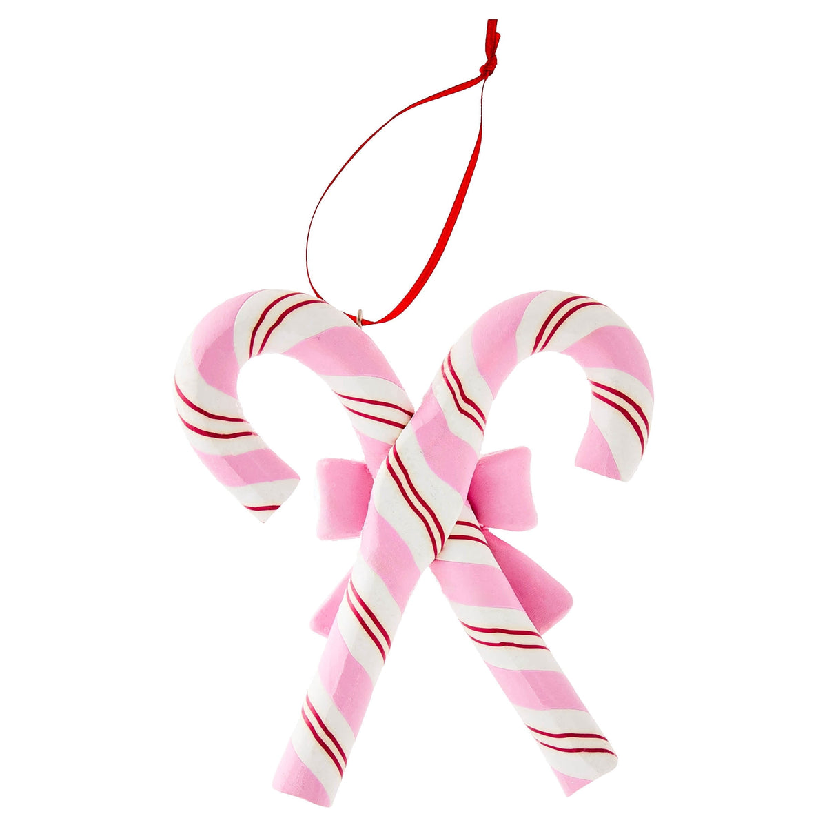 Pink/Red/White Clay Dough Candy Cane Christmas Ornament, 4.3", by Holiday Time